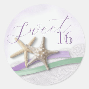 Seestern Lavendel und Minze Band Sweet 16 Runder Aufkleber