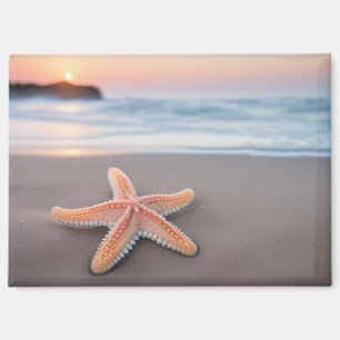Seestern liegt an einem Strand Magnet