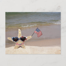 Seestern mit amerikanischer Flagge 4. Juli Postkarte