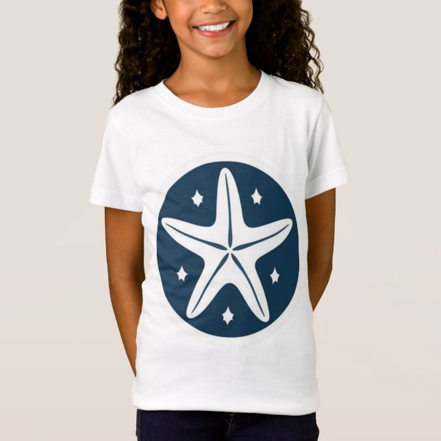Seestern mit weißen Sternen T-Shirt (Vorderseite)