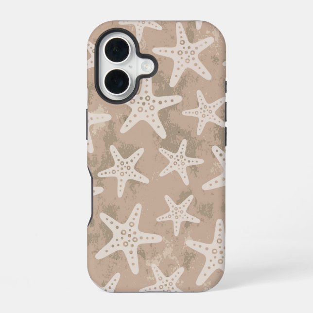 Seestern-Muster Sandbeige iPhone 16 Hülle (Rückseite)