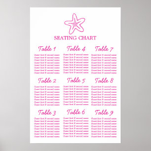 Seestern rosa Hochzeit 9 Tischplan Poster