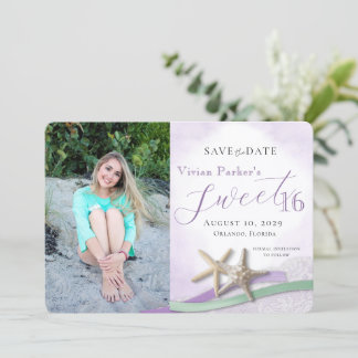 Seestern-Spitze Sweet 16 Save the Date mit Foto