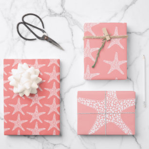 Seestern Strand Korallen Sommer Hochzeitsmuster Geschenkpapier Set