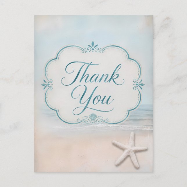 Seestern Strand Vintage-Look Danke Postkarte (Vorderseite)