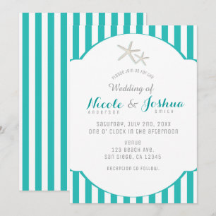 Seestern Türkis Türkis Gestreift Eleganter Strand Einladung