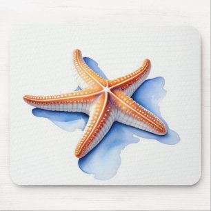 Seestern und blaue Silhouette Mousepad