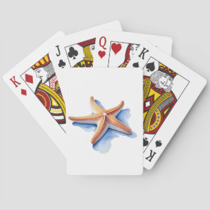 Seestern und blaue Silhouette Spielkarten