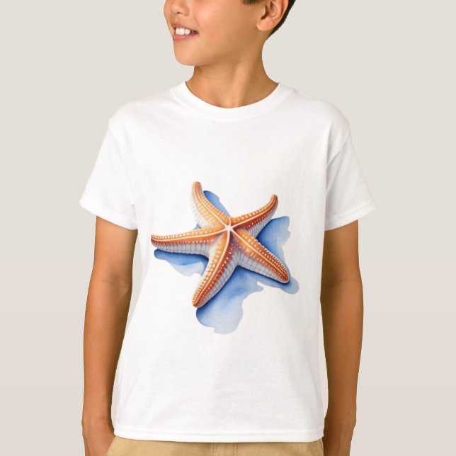 Seestern und blaue Silhouette T-Shirt (Vorderseite)