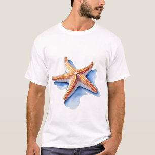 Seestern und blaue Silhouette T-Shirt