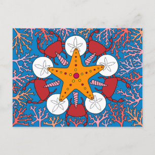 Seestern und Korallen Postkarte
