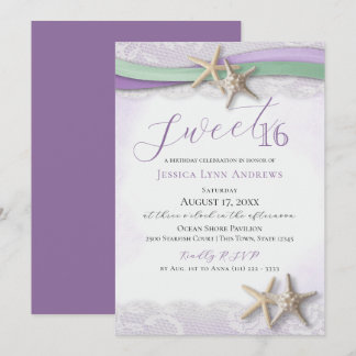 Seestern und Spitze Sweet 16 Einladung