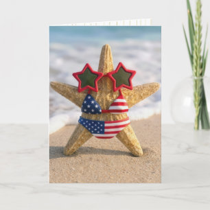 Seestern zum Geburtstag mit Bikini in der amerikan Karte