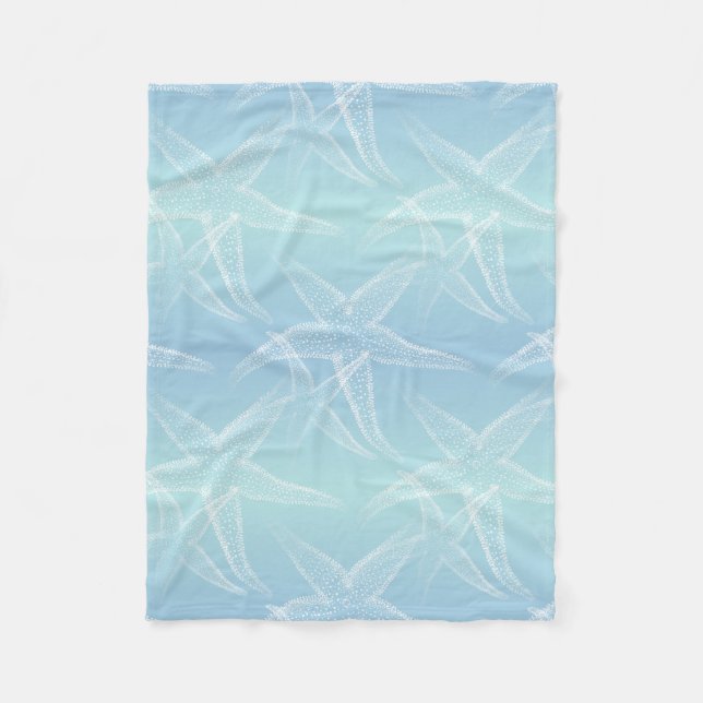 Seesterne Aqua Blau Strand Fleece Decke (Vorderseite)