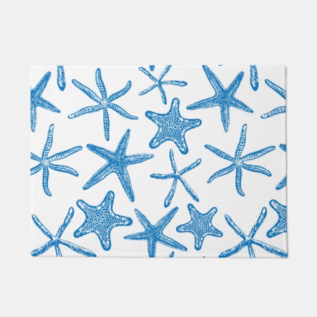 Seesterne in blau fußmatte (Vorderseite)