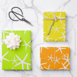 Seesterne Muster Zitronen-Lime-Orange-Geschenkpapi Geschenkpapier Set