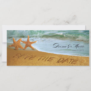 Seesterne-Paar Strandhochzeit Save the Date