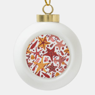 Seesterne Schalen: Skandinavisches Meeresmuster Keramik Kugel-Ornament
