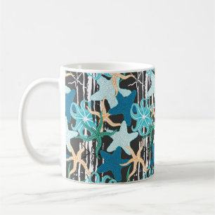 Seesterne sind nahtlos. Seesterne, handgezogen Kaffeetasse