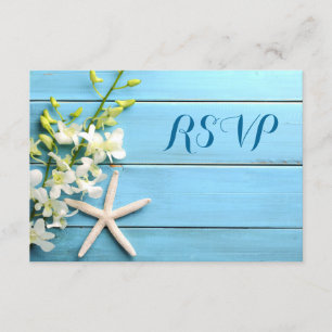 Seesterne Strand Hochzeit RSVP Karten mit Orchidee