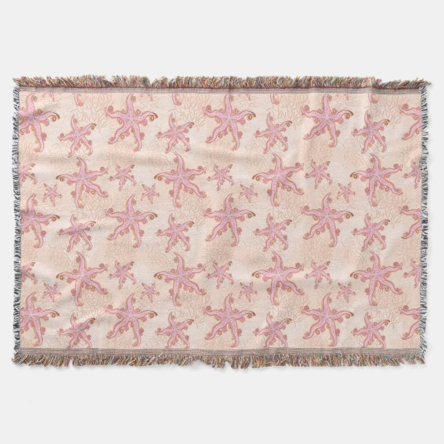 Seesterne und Korallen-Rosa-Pastell-Muster Decke (Vorderseite)