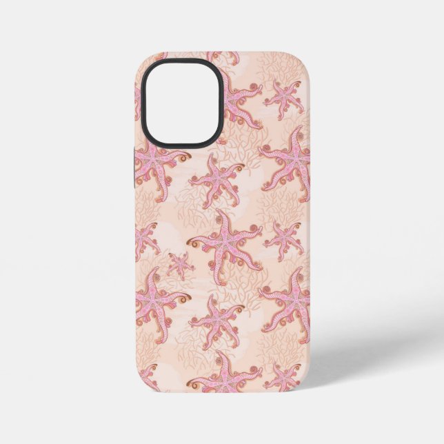 Seesterne und Korallen-Rosa-Pastell-Muster iPhone Hülle (Rückseite)