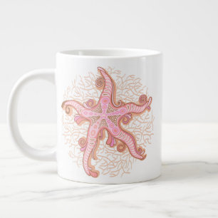 Seesterne und Korallen-Rosa-Pastell-Muster Jumbo-Tasse