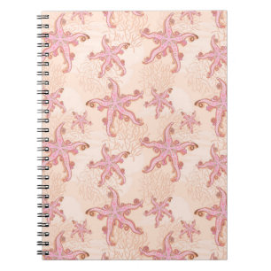 Seesterne und Korallen Rosa Pastell-Muster Notizblock