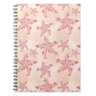 Seesterne und Korallen-Rosa-Pastell-Muster Notizblock