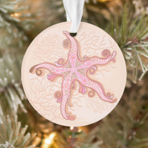 Seesterne und Korallen-Rosa-Pastell-Muster Ornament