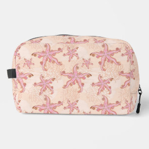 Seesterne und Korallen Rosa Pastell-Muster-Tasche Waschbeutel
