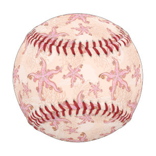 Seesterne und Korallen-Rosa-Pastellmuster Baseball