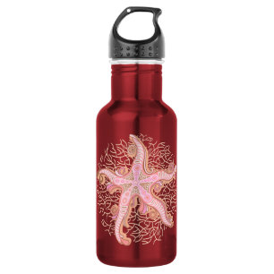 Seesterne und Korallen-Rosa-Pastellmuster Edelstahlflasche