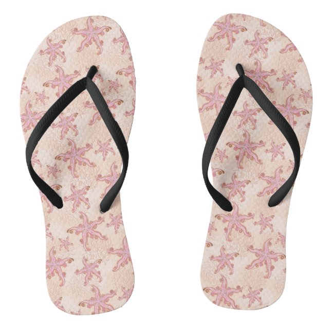 Seesterne und Korallen Rosa Pastellmuster Flip Flops (Fußbett)