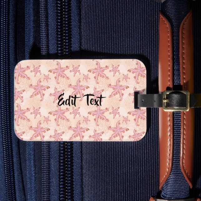 Seesterne und Korallen Rosa Pastellmuster Gepäckanhänger (Vorderseite Insitu 4)