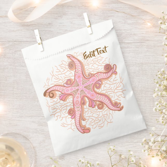 Seesterne und Korallen Rosa Pastellmuster Geschenktütchen (Ausgeschnitten)