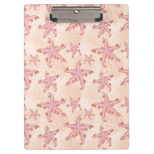 Seesterne und Korallen-Rosa-Pastellmuster Klemmbrett