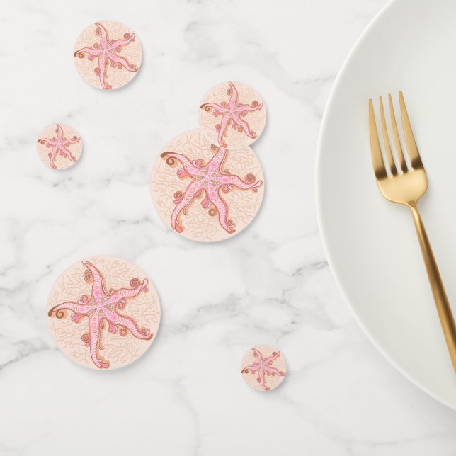 Seesterne und Korallen-Rosa-Pastellmuster Konfetti (Gruppe)