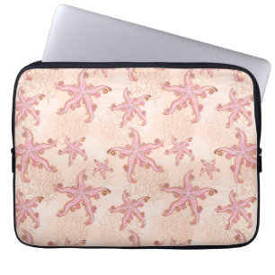 Seesterne und Korallen-Rosa-Pastellmuster Laptopschutzhülle