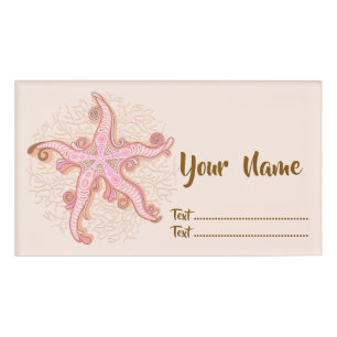 Seesterne und Korallen Rosa Pastellmuster Namenschild