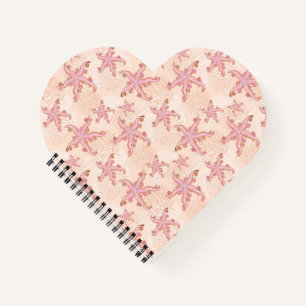 Seesterne und Korallen Rosa Pastellmuster Notizbuch