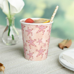 Seesterne und Korallen Rosa Pastellmuster Pappbecher