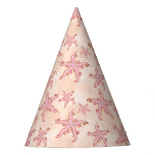 Seesterne und Korallen Rosa Pastellmuster Partyhütchen