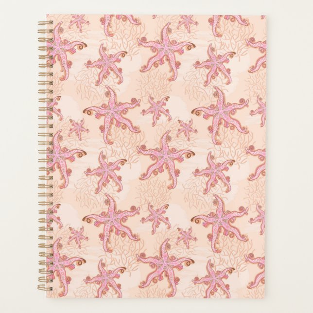 Seesterne und Korallen Rosa Pastellmuster Planer (Vorderseite)