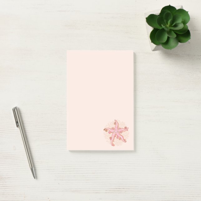 Seesterne und Korallen Rosa Pastellmuster Post-it Klebezettel (Büro)