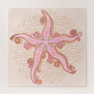 Seesterne und Korallen Rosa Pastellmuster Puzzle
