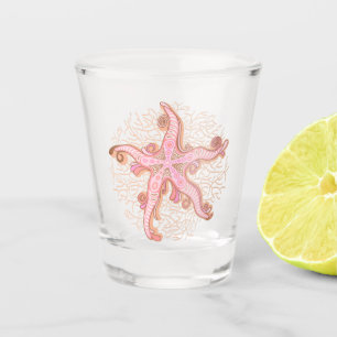 Seesterne und Korallen Rosa Pastellmuster Schnapsglas