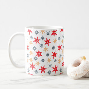 Seesterne und Steuerradmuster Kaffeetasse
