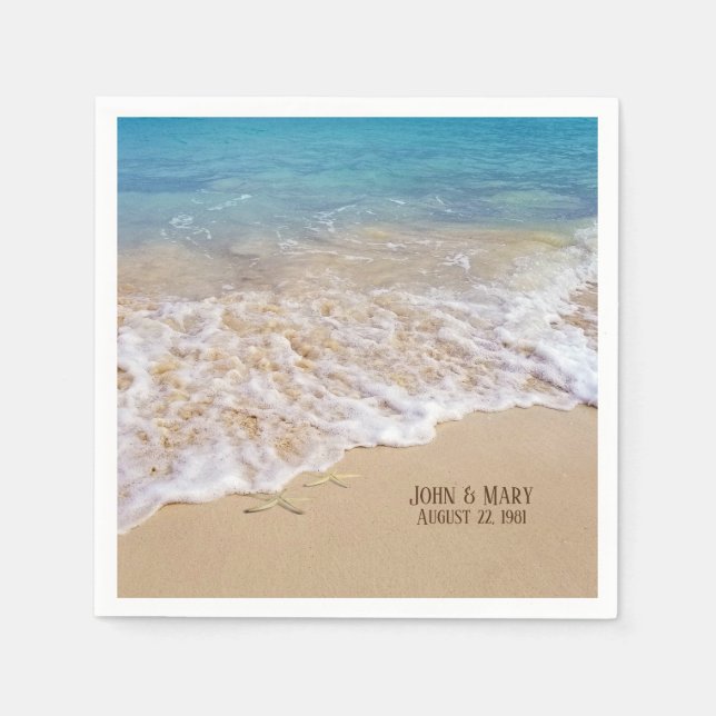 Seesterne zum Hochzeitstag Serviette (Vorderseite)