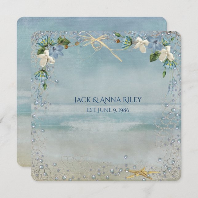 Seesternhochzeit Vow Renewal Einladung (Vorne/Hinten)